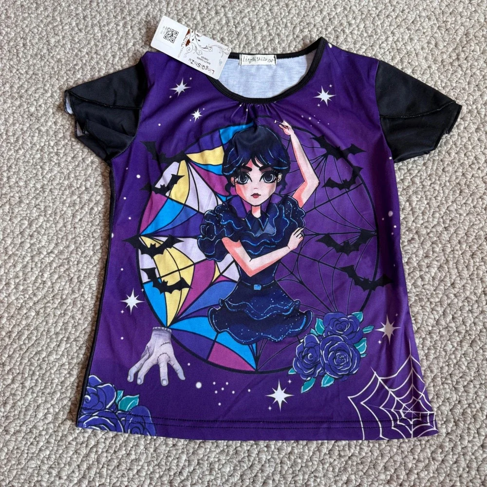 Wednesday Addams Graphic T-Shirt and Tulle‎ Tutu Skirt Set Kids Size 10/12